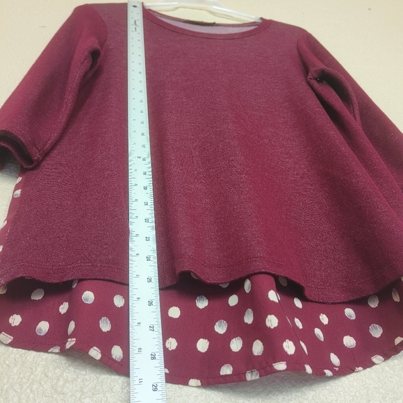 Papermoon Stitch Fix Marisol Mixed Media Knit Top cherry and white SZ L top3/4 - Picture 4 of 9